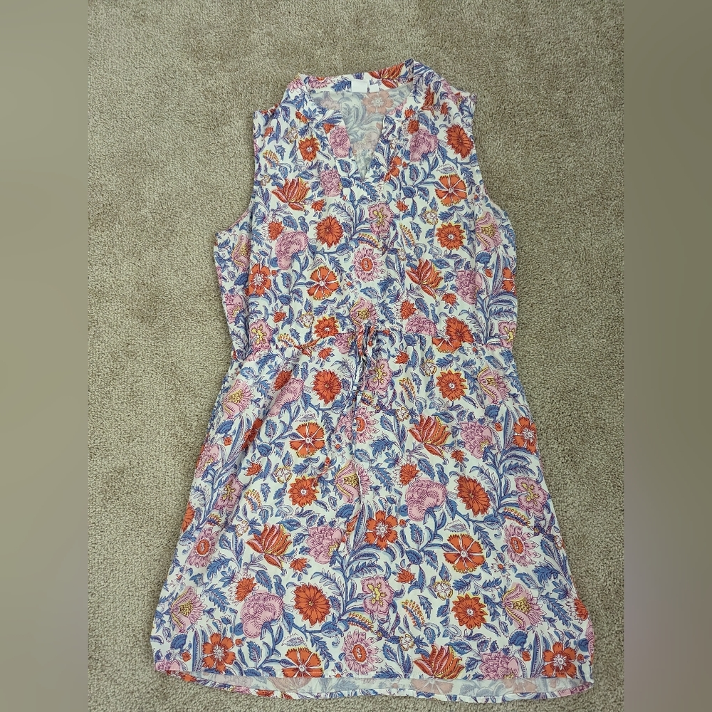 Gap Floral Drawstring Dress Size Large